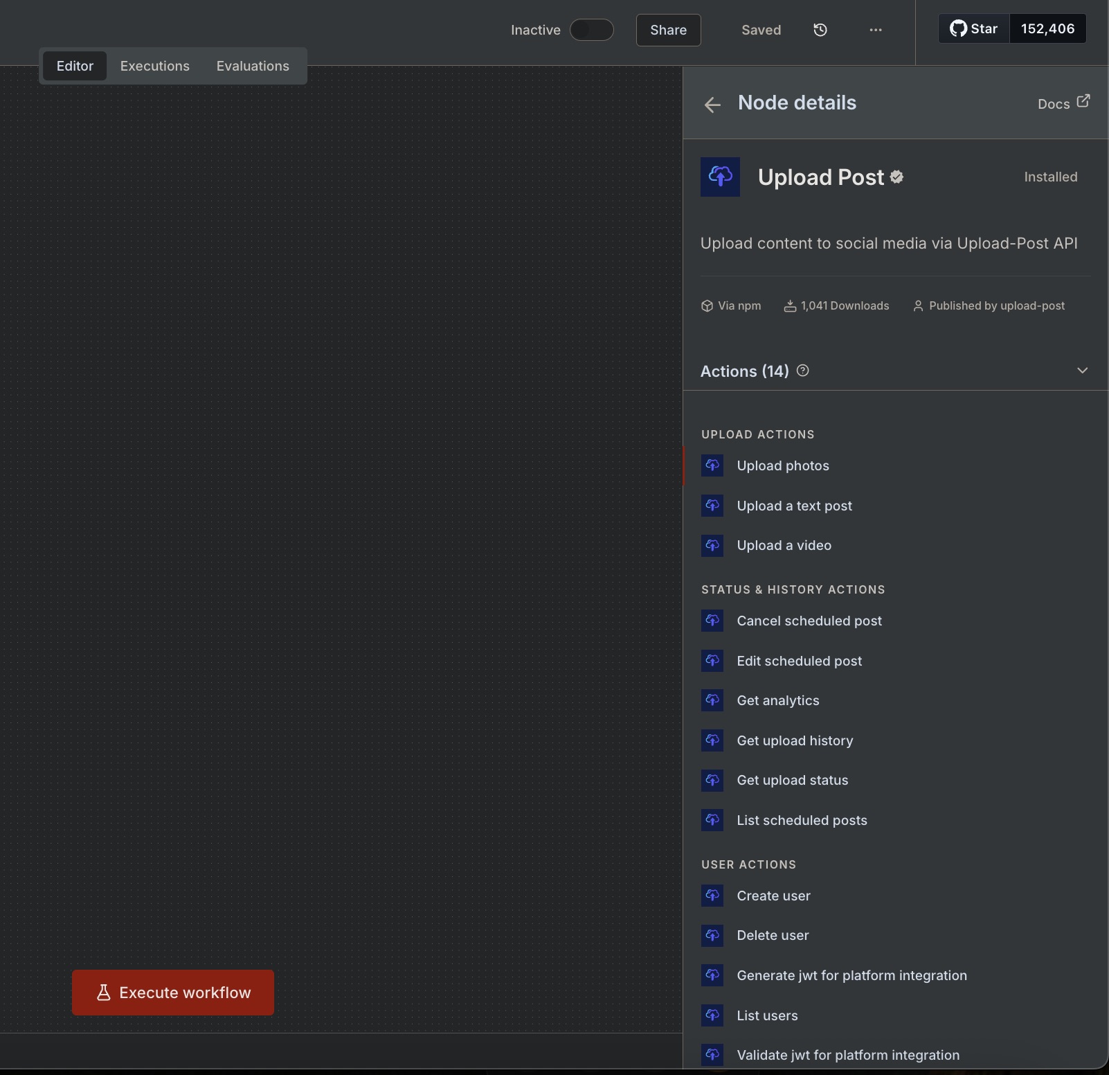 n8n Upload-Post node configuration